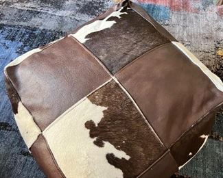 Cowhide Ottoman Square 24 x 24 x 16in HxWxD