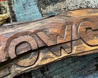 Rustic Mesquite Branch Cowgirl Carving Decor Sign 14.5 x 48x 5in HxWxD
