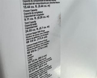 Whirlpool 36in Side-by-Side Refrigerator 25 cu. ft WRS325SDHZ00 69.75 x 35.75 x 74in HxWxD