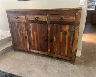Rustic Reclaimed Wood Slender Console Cabinet 39.75 x 60 x 13in HxWxD
