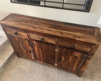 Rustic Reclaimed Wood Slender Console Cabinet 39.75 x 60 x 13in HxWxD