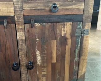 Rustic Reclaimed Wood Slender Console Cabinet 39.75 x 60 x 13in HxWxD