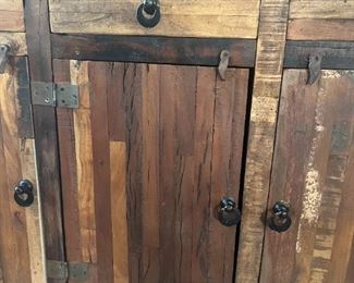 Rustic Reclaimed Wood Slender Console Cabinet 39.75 x 60 x 13in HxWxD