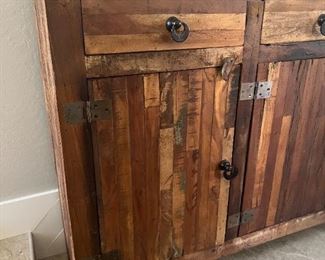 Rustic Reclaimed Wood Slender Console Cabinet 39.75 x 60 x 13in HxWxD