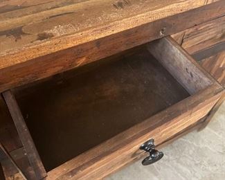 Rustic Reclaimed Wood Slender Console Cabinet 39.75 x 60 x 13in HxWxD