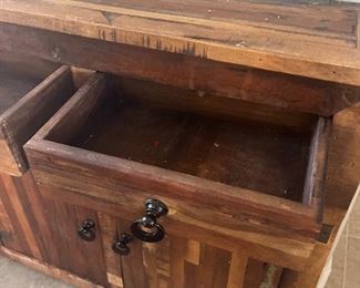 Rustic Reclaimed Wood Slender Console Cabinet 39.75 x 60 x 13in HxWxD