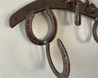 Rustic Horseshoe Coat/Hat Rack 15x 44x 5in HxWxD