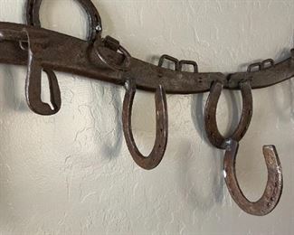 Rustic Horseshoe Coat/Hat Rack 15x 44x 5in HxWxD