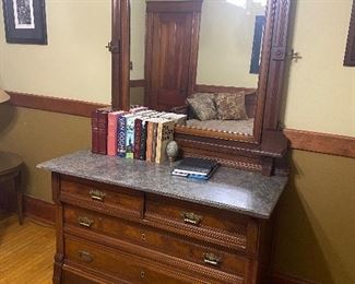 Marble top dresser with mirror