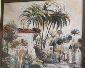 Framed Art Print Pond Side Villa & Palms Frame: 45.5 x 35in