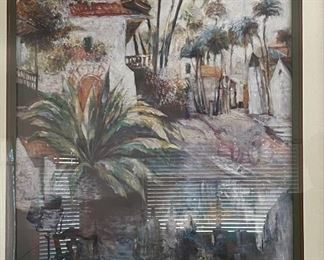 Framed Art Print Pond Side Villa & Palms Frame: 45.5 x 35in