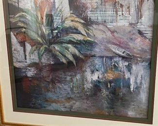 Framed Art Print Pond Side Villa & Palms Frame: 45.5 x 35in