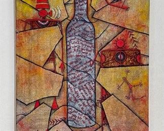 Southwest Wine Bottle Art Canvas Print 40.5 x 24.5in