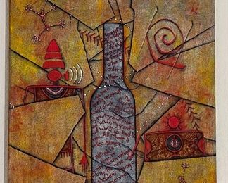 Southwest Wine Bottle Art Canvas Print 40.5 x 24.5in