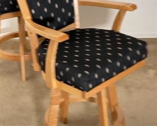 2pc DINAIRE Natural Maple Swivel Barstools Counter Height Chairs PAIR 41 x 23 x 24in<BR>Seat Height: 25.5in HxWxD