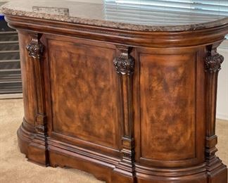 4pc Marble Top Wine Bar & 3 Stools/ Chairs Bar: 42.5 x 68 x 20.25<BR>Barstools: 46 x 25 x22in <BR> Seat: 30 inches HxWxD