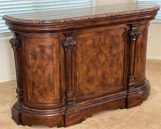 4pc Marble Top Wine Bar & 3 Stools/ Chairs Bar: 42.5 x 68 x 20.25<BR>Barstools: 46 x 25 x22in <BR> Seat: 30 inches HxWxD