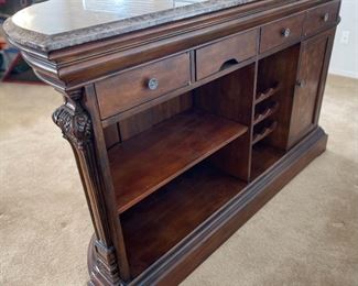 4pc Marble Top Wine Bar & 3 Stools/ Chairs Bar: 42.5 x 68 x 20.25<BR>Barstools: 46 x 25 x22in <BR> Seat: 30 inches HxWxD