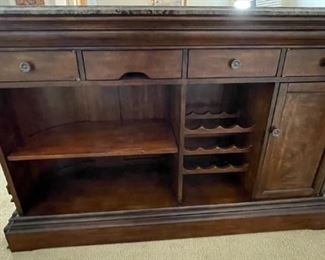 4pc Marble Top Wine Bar & 3 Stools/ Chairs Bar: 42.5 x 68 x 20.25<BR>Barstools: 46 x 25 x22in <BR> Seat: 30 inches HxWxD