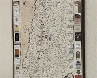 Vintage Expedition Napa Valley 1998 Vineyard Wine Map Glass Framed Matted Art Poster Print 25.5 x 19in