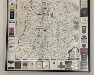 Vintage Expedition Napa Valley 1998 Vineyard Wine Map Glass Framed Matted Art Poster Print 25.5 x 19in