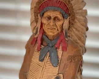 Resin Indian Chief Statue 12.5 x 7 x 6.5in