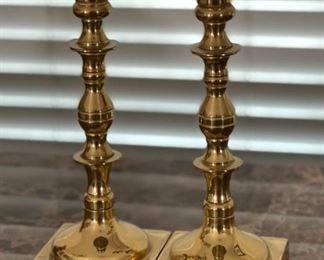 2pc Brass Candle Holders 9.5 inches high