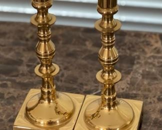 2pc Brass Candle Holders 9.5 inches high