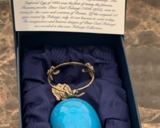 Faberge Egg Imperial Collection Blue Stone double Eagle Egg: 2 x 1.5in
