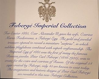 Faberge Egg Imperial Collection Blue Stone double Eagle Egg: 2 x 1.5in