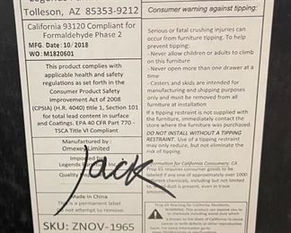 Legends Furniture AV Cabinet with Dimplex Electric Fireplace 36 x 65 x 16in HxWxD