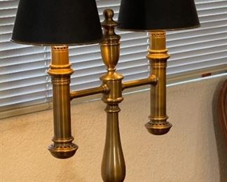 Brass Double Light Table Lamp 27 x 20 x 6in HxWxD