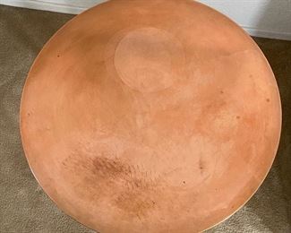 Copper Clad Side Table with Iron Frame. 24.5 x 27 in diameter