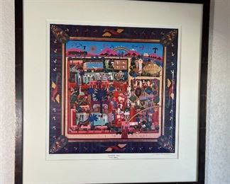 Signed Allan Mardon Arizona Inn Tucson Arizona Framed Signed Print Frame: 34 x 33in Art: 22 x 22in