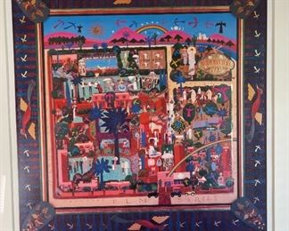 Signed Allan Mardon Arizona Inn Tucson Arizona Framed Signed Print Frame: 34 x 33in Art: 22 x 22in