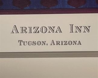 Signed Allan Mardon Arizona Inn Tucson Arizona Framed Signed Print Frame: 34 x 33in Art: 22 x 22in