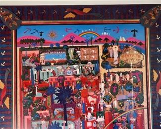 Signed Allan Mardon Arizona Inn Tucson Arizona Framed Signed Print Frame: 34 x 33in Art: 22 x 22in