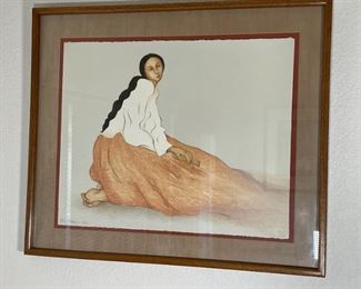 Signed RC Gorman Litho Chela State II R.C. 1980 Lithograph Framed Litho Serigraph Frame: 30 x 36in Art: 22 x 28in