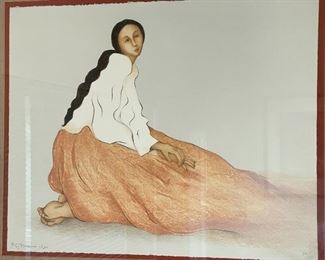 Signed RC Gorman Litho Chela State II R.C. 1980 Lithograph Framed Litho Serigraph Frame: 30 x 36in Art: 22 x 28in