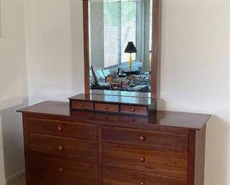 Ethan Allen American Impressions Cherry 6-Drawer Dresser W/ Topper & Mirror Shaker Style Dresser: 32.5 x 65 x 19in
