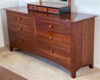 Ethan Allen American Impressions Cherry 6-Drawer Dresser W/ Topper & Mirror Shaker Style Dresser: 32.5 x 65 x 19in
