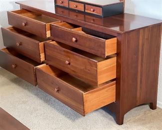 Ethan Allen American Impressions Cherry 6-Drawer Dresser W/ Topper & Mirror Shaker Style Dresser: 32.5 x 65 x 19in