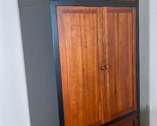Ethan Allen American Impressions AV/Wardrobe Cabinet Cherry & Ebony 85 x 48 x 25in HxWxD