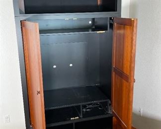 Ethan Allen American Impressions AV/Wardrobe Cabinet Cherry & Ebony 85 x 48 x 25in HxWxD