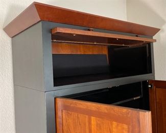 Ethan Allen American Impressions AV/Wardrobe Cabinet Cherry & Ebony 85 x 48 x 25in HxWxD