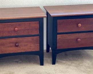 2pc Ethan Allen American Impressions Nightstands PAIR Cherry & Ebony 22.75 x 24.75 x 17.25in HxWxD