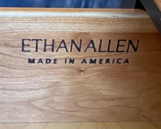 2pc Ethan Allen American Impressions Nightstands PAIR Cherry & Ebony 22.75 x 24.75 x 17.25in HxWxD