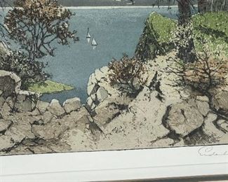 Signed Josef Eidenberger Lake Tahoe II Etching Framed Art Frame: 21.25 x 17.75in Image: 13 x 10.25in HxWxD