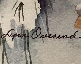 Original Art Lynn Overend Pinecones Watercolor Painting Framed Frame: 18.25 x 22in Image: 10 x 14in