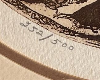 Signed Litho Owls C. Branagan Framed Art Print Frame: 14 x 14in Image: 8 inches diameter